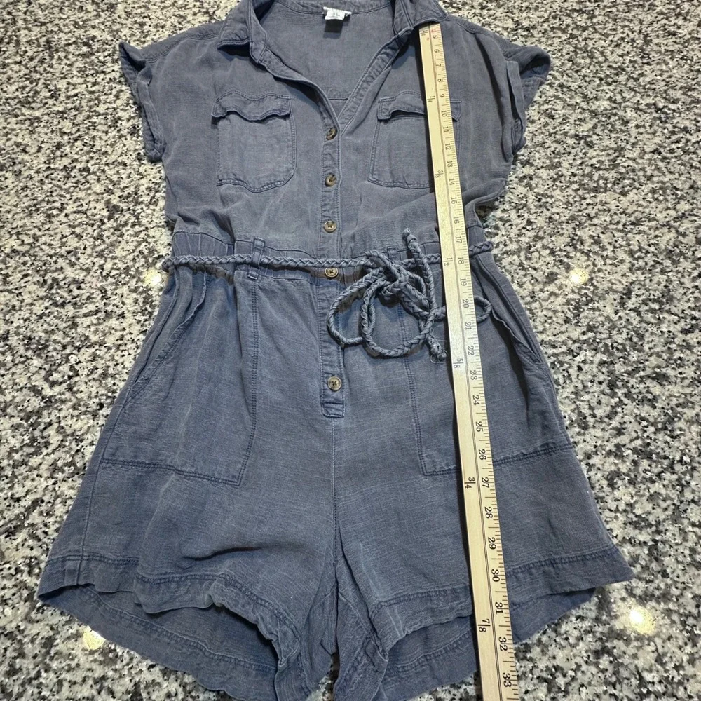 Nicole Miller New York Utility Romper Short Sleeve Belted Gray Women's M - Picture 6 of 9